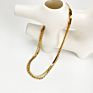 N0547 18K Gold Plated Titanium Steel Herringbone Chain Paperclip Chain Choker Mixed Chain Double Layered Necklace Unisex Jewelry
