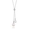 Natural Fresh Water Pearl 925 Sterling Silver Lariat Pendant Necklace for Women Girls