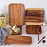 Natural Handmade 6 Inch Hotel Steak Cheese Sushi Japanese Acacia Wood Dinnerware Square Serving Plate Set of Dishes & Plates