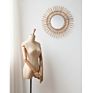 Natural round Antique Furniture Rattan Wall Mirror Decorative Sun Shaped Mirror Glass for Bathroom