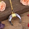 Natural Shell Pearl Crescent Moon Pendant Horn Charms Full Gold Chain Necklace for Women