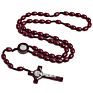 Natural Wood Beads Hand-Woven Wooden Beads Jerusalem Catholic Religious Strand Jewelry Cross Jesus Rosary Necklace