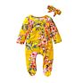 Newborn Infant Toddler Clothing Girls Long Sleeve Floral Ruffle Footie Sleeper Romper Baby Footed Pajamas