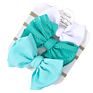 Newest Solid Bowknot Waffle Bullet Hairbands Fabric Nylon Style Infant Elastic Hair Accessories Hairband Baby Girl Headband Set