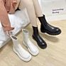 Newest Women Casual Waterproof Bright Leather Boots Lace-Up Shoes for Women Xq1124