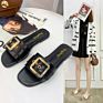 Nice Flat Slippers with Belt Buckle Women's Sandals 1314