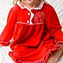 Nightgown Red Monogram Nightie Ruffle Gown Dress Children's Kids Matching Christmas Pajamas for Family