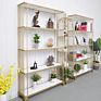 Nordic Living Room Iron Screen Floor Standing Gold Loft Art Creative Iron Multi Layer Bookshelf