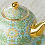 Nordic Style Teapot Cup Saucer Set Red Color Decal Design Gold Rim Handle Ceramic Bone Tea for One Set