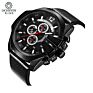 Ochstin 062 Men Casual Quartz Big Face Watch Black Leather Strap Auto Date Male Watches