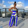 off the Shoulder Ruffles Flare Pant One Piece Women Jumpsuit Bustier Wide Leg Jumpsuit Women