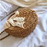 One-Shoulder Handmade Women Straw Bag Beach Straw Crossbody Handbag with Bow