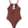 One Piece Swimwear Solid Color Swimsuits Front Cut Out Bikini High Elasticity Fabric Tight Swimming Suits