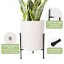 Outdoor Porcelain Planter Mid Century Large Luxury Marble Ceramic Flower Pots with Iron Stand and Drainage Hole