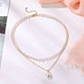 Pearl Choker Necklace Cute Double Layer Chain Jewelry for Women