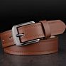 Pin Buckle Plain Cowboy Leather Cattlehide Slim Classic Men Belt