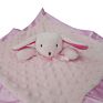 Pink Doudou Peluche Baby Rabbit Blanket Spot Soft Velboa with Satin Edge