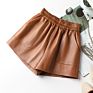 Placket Styles Elastic Waist Tight Leather Short Pants Women's Shorts Genuine Leather Shorts