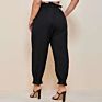 plus Size Elasticated Waist Women Harem Pants Casual High Waist Trousers with Bow for Ladies