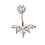 Poennis Gold Silver Belly Piercing Water Drop Navel Piercing Ring 6 Cz Crown Zircon Belly Button Ring