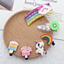 Popular 6Pcs Cute Cartoon Kid Hair Clip Soft Glue Rainbow Lollipop Unicorn Bb Children's Hair Pin