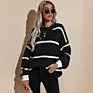 Popular Loose Sweater Causal Knitwear Striped Knitted Women Pullover