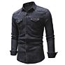 Popular Style Plain Color Cowboy Vintage Style Single Button Silm Fit Long Sleeve Shirt for Men