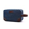 Portable Cotton Canvas Travel Toiletry Bag Dopp Kit Organizer Shaving Bag with Leather Trim for Men