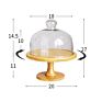 Price Dessert Candy Appetizers Stand Set Bamboo Cake Turntable with Glass Dome