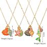 Product Cute Design Alloy Gold Plated Seashell Starfish Mermaid Beach Style Corlorful Pendant Necklace for Kids