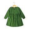 Product Solid Clothes Fall and Two Pocket Button up Long Sleeve Kids Girls Dress