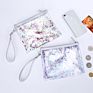 Promotional Cute Portable Strap Transparent Pvc Sequin Flowing Heart Confetti Pouch Pencil Bag Makeup Cosmetic Bag