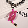 Promotional Lip and Lipstick Pendant Necklace Personality Women Sweater Necklace Jewelry