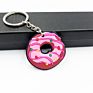 Promotional Novelty Lovely Food Fastfood Donut Soft Pvc 3D Resin Kawaii Doughnut Keychain