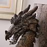 Promotional Poly Resin Antique Ferruginous Rusty Metal Color Exquisite Dragon Head Tabletop Decorative Bookend Statue Gift Model