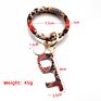 Pu Leather O Bracelet Bangle Key Chain Tassel Acrylic Door Opener Contactless Pendant Wristlet Leopard Print Tassels Key Ring