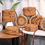 Purse Hobo Mini Tote Natural Rattan Handmade Straw Vintage Bag Women round Handle Ring