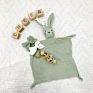 Ready to Ship Cartoon Baby Animal Bunny 100% Cotton Muslin Gauze Comforter with Wooden Teether Set