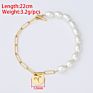 Real Gold Plated Stainless Steel Link Chain 12 Zodiac Water Pearl Bracelet