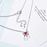 Red Heart Pendant 925 Sliver Dream Catcher Feather Necklace