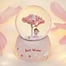 Resin Mini Made Snow Globes for with Tree and Girl Music Box Decoration Birthday Gifts for Kids Daughter Girl