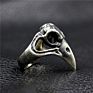 Retro Punk Style Biker Antique 925 Silver Skull Bird Rings for Men