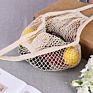 Reusable Fruit Vegetable Grocery Produce Tote Cotton String Mesh Net Shopping Bag with Long Handle