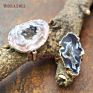 Rm15037 Agate Geode Druzy Gold Silver Electroplated Irregular Shape Ring Adjustable Band Ring