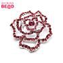 Rose Flower Silver-Plated Pink Crystal Rhinestone Brooch for Clothes Decoration,Women Brooches with Rhinestone