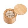 Round Shape 100% Natural Bamboo Salt and Pepper Seasoning Jar Box with Spoon and Swiver Lid