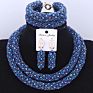 Royal Silver and Blue African Beads Bridal Jewelry Sets for Wedding Nigerian Beads Necklace Earrings Bracelet Set of Jewelry