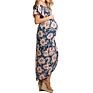 Rts Women Pregnant Clothes off Shoulder Print Floral Maternity Casual Asymmetrical Midi Dress