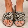 Rtshot Selling Slipper Casual Non-Slide Mentallic Leopard Large Size Sewing Thresd Slippers for Women's