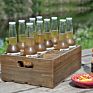 Rustic Brown Wood 12 Slots Beer Bottle Serving Crate Beer Storage Box with Carrying Handles